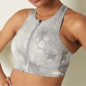 Victoria’s Secret pink gray tie dye active zip up sports bra large